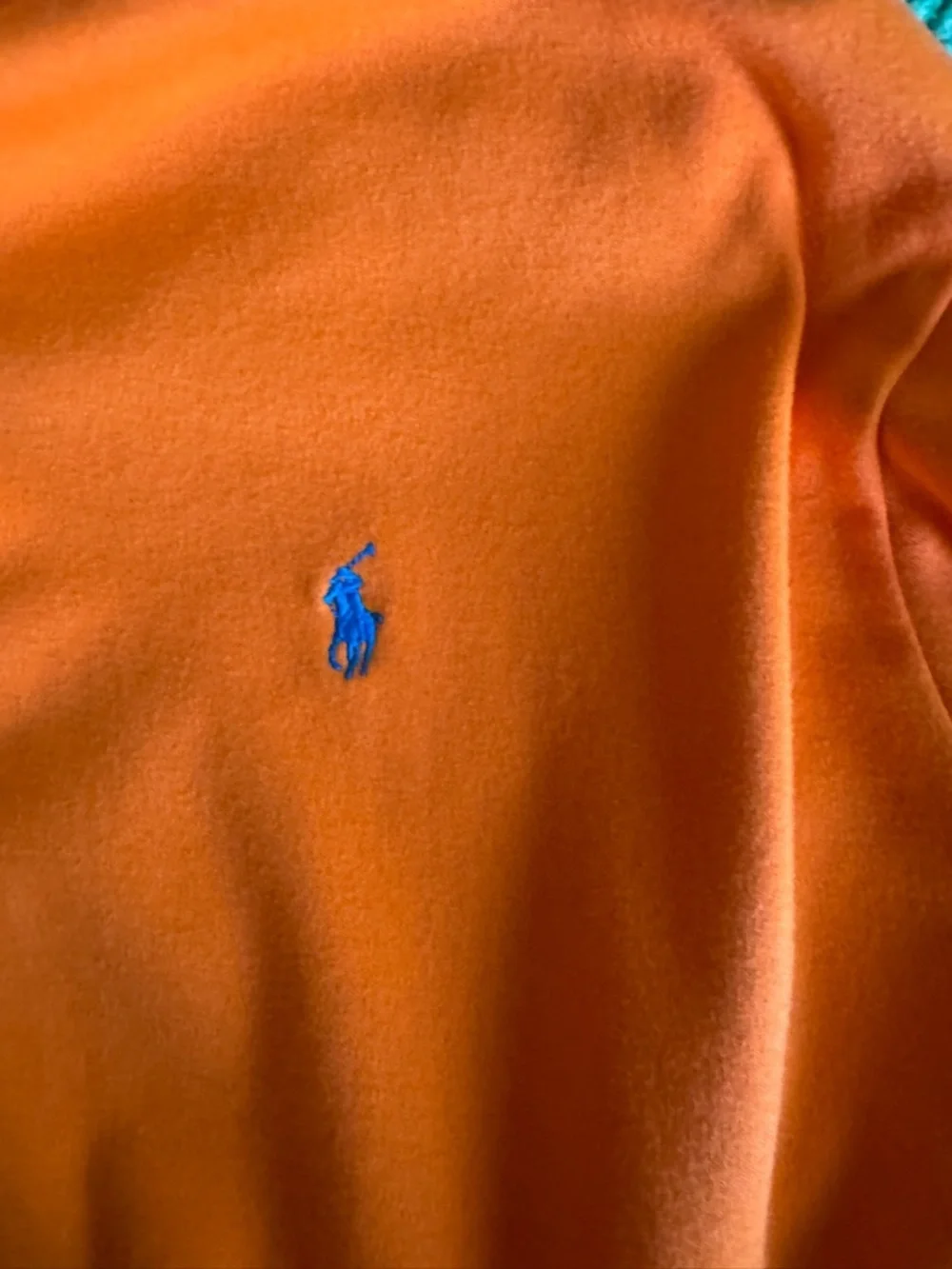 Ralph Lauren Orange Polo with Navy Pony Embroidery Size Large